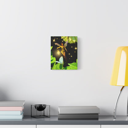 Fairy And Blue Butterfly In A Flower Garden- Canvas Wall Art