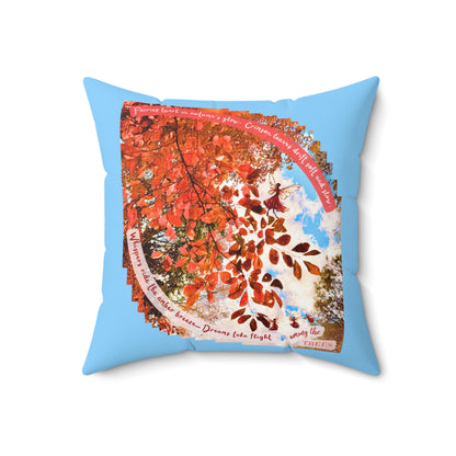 Square Pillow- Autumn Fairies and Crimson Leaves Design