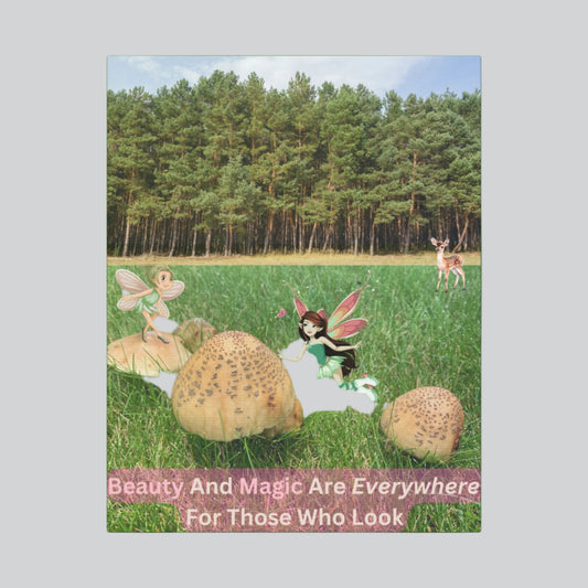 Canvas Art, Whimsical Fairies And Forest With Inspirational Quote