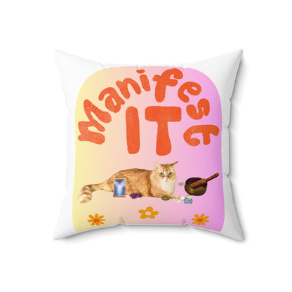 Square Pillow - Inspirational and Uplifting - Metaphysics and Cat Lovers
