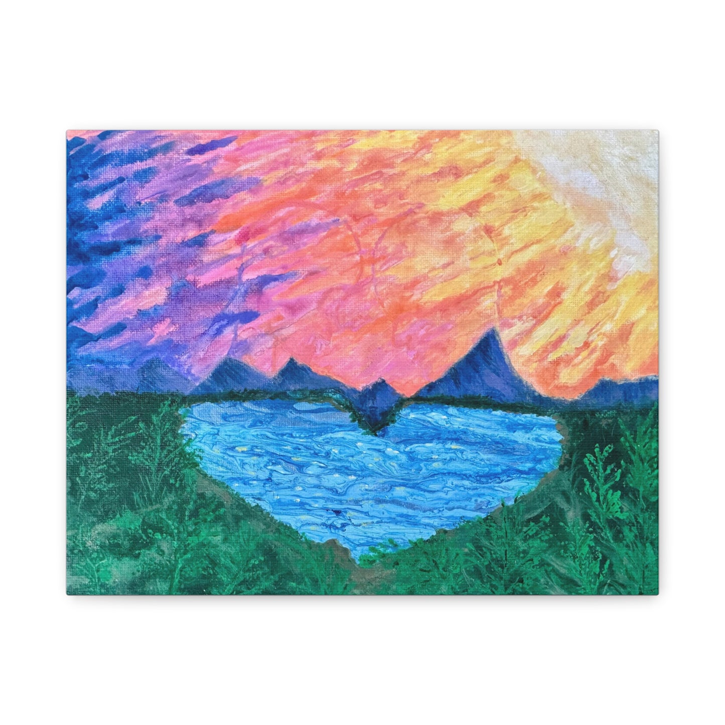 Canvas Print - Romantic Sunrise Over Mountains Painting