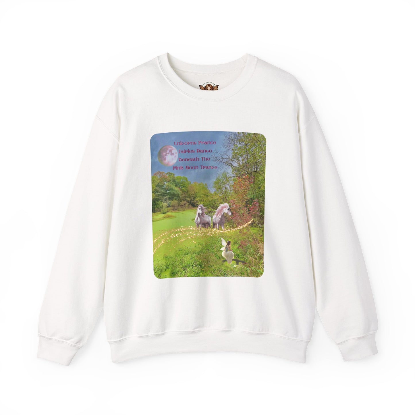 Crewneck Sweatshirt-Whimsical Unicorn and Fairy Autumn Vibe Nature Scene