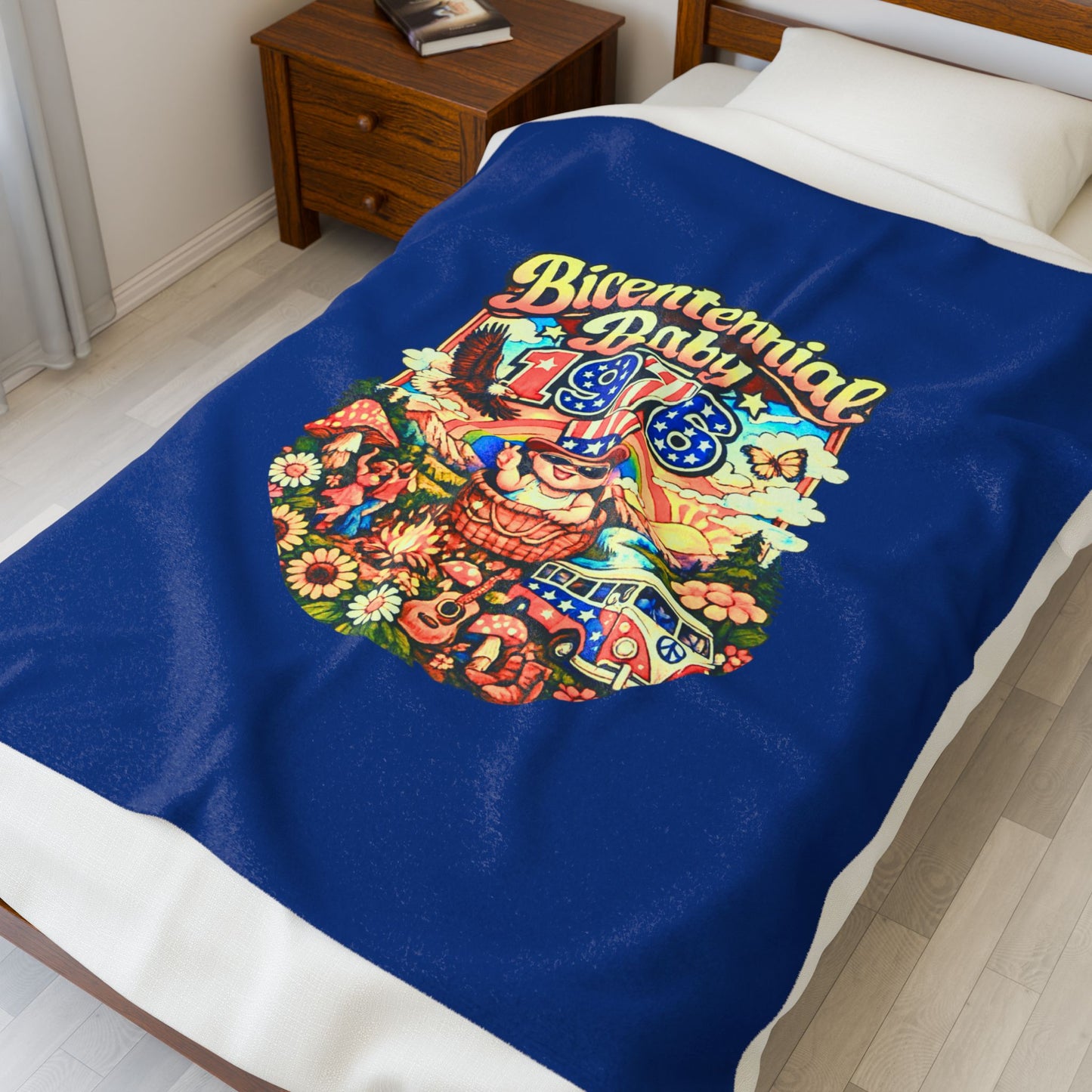 Velveteen Plush Blanket — Bicentennial Birthday Design