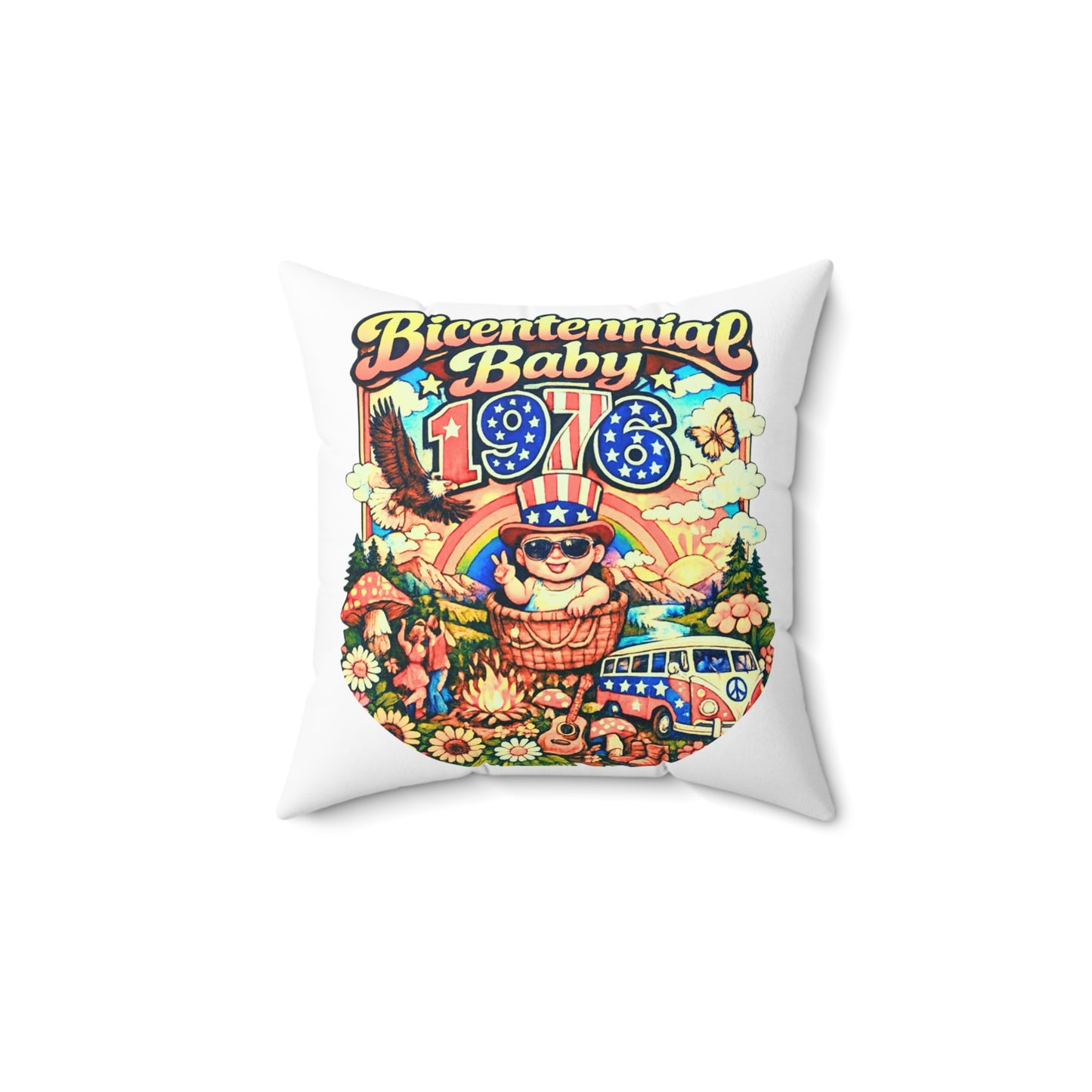 Square Pillow- Bicentennial Birthday Design