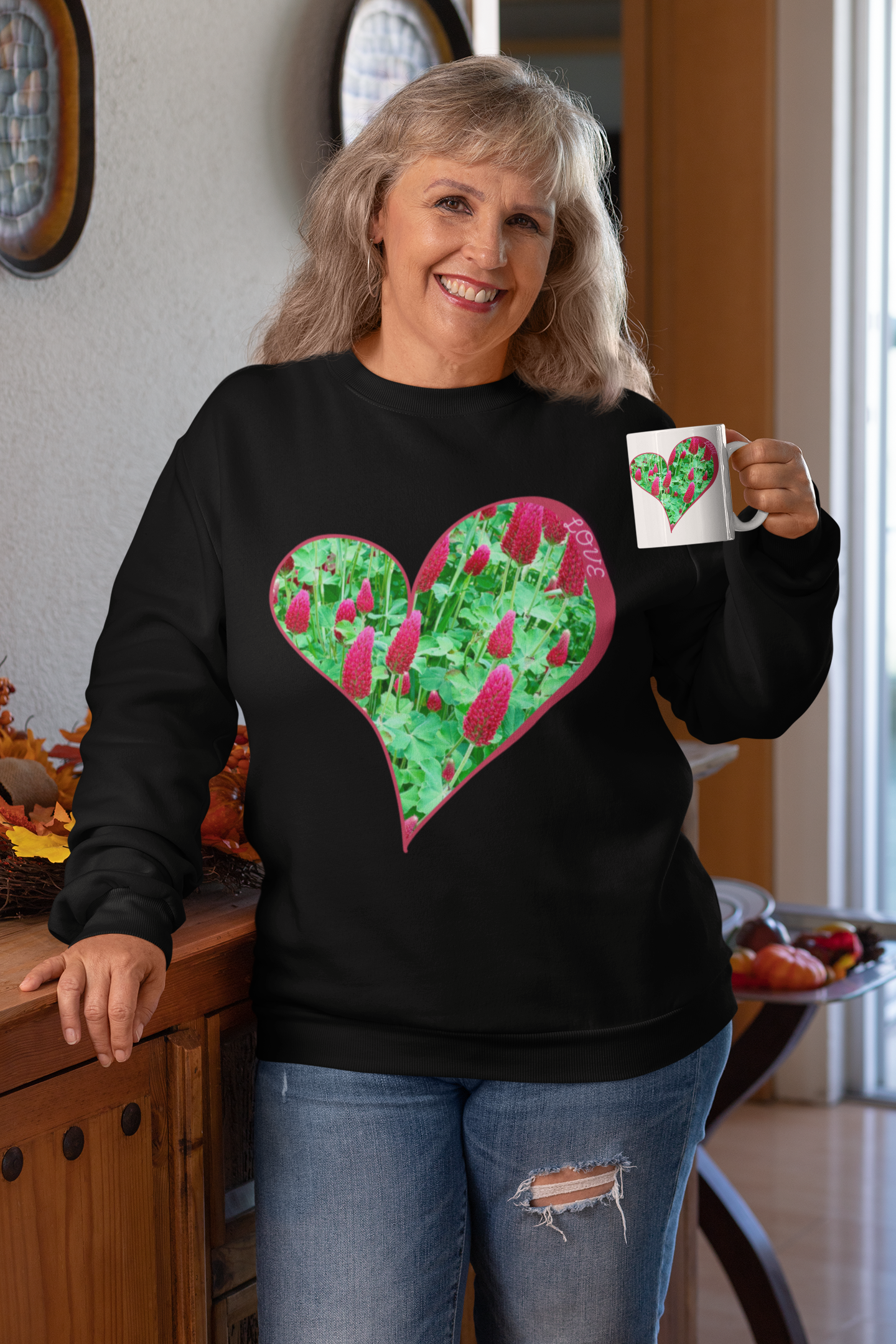 Unisex Heavy Blend™ Sweatshirt - Red Clovers And Heart