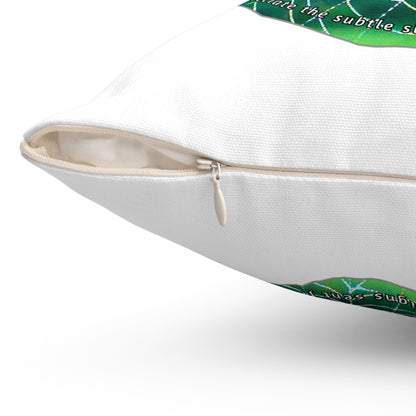 Nature Poetry Square Pillow - Glistening Web Theme