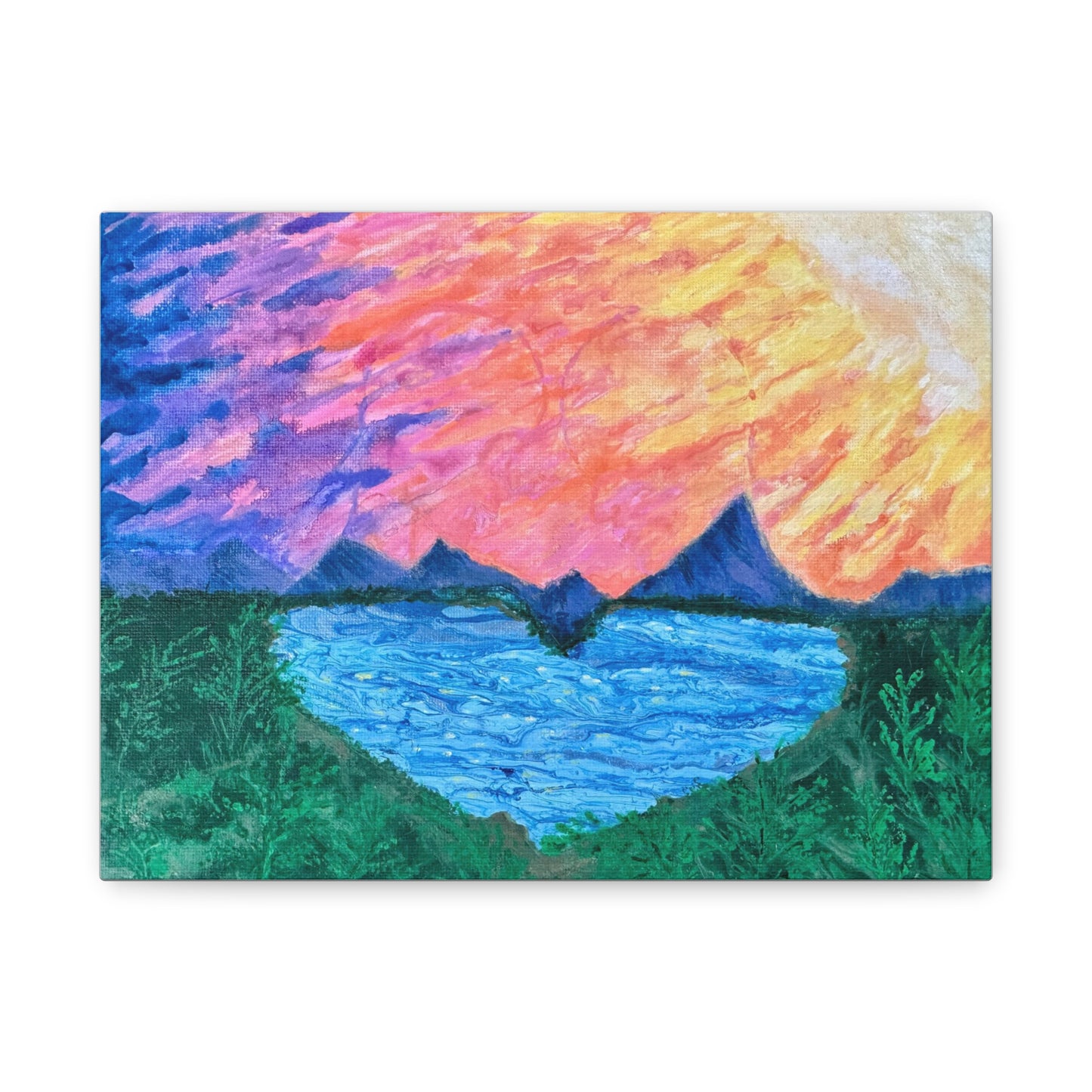 Canvas Print - Romantic Sunrise Over Mountains Painting