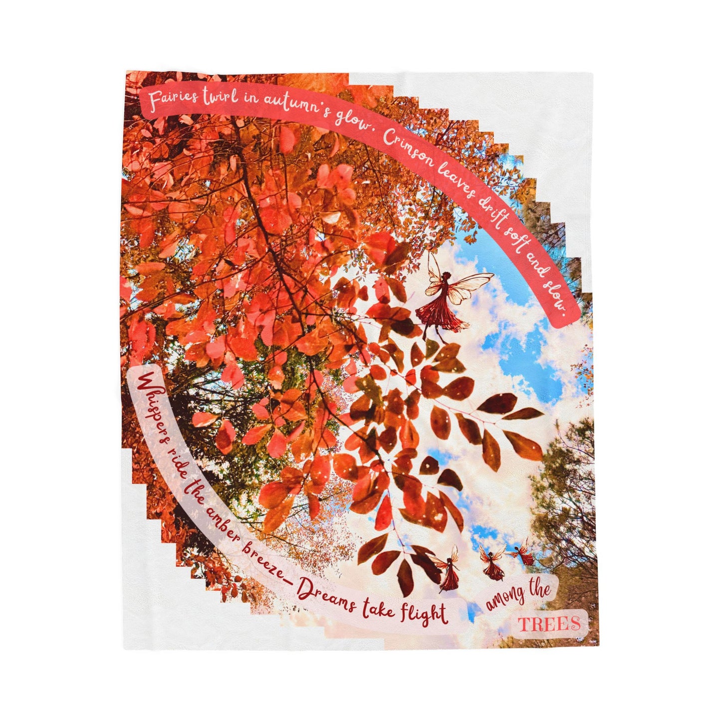 Velveteen Blanket - Cozy Autumn Fairies and Crimson Leaves Design