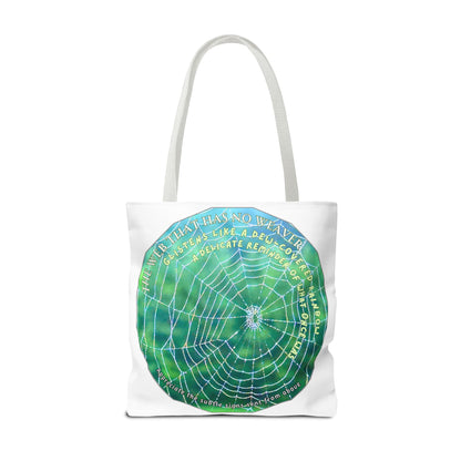 Nature-Themed Tote Bag- Featuring A Glistening Web And Poetry