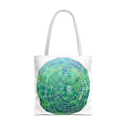 Nature-Themed Tote Bag- Featuring A Glistening Web And Poetry
