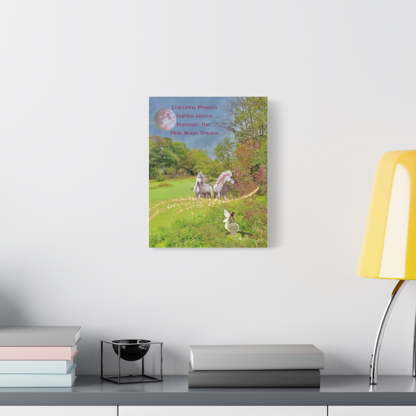 Matte Canvas-Whimsical Unicorn and Fairy Autumn Vibe Nature Scene