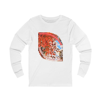 Unisex Jersey Long Sleeve Tee- Autumn Fairies and Crimson Leaves Design