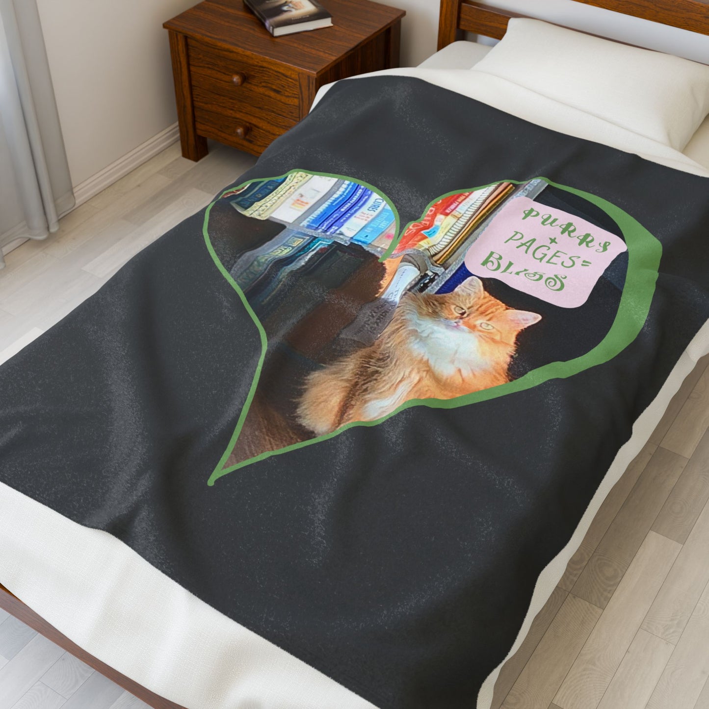 Purrs & Pages Plush Blanket — Cozy Cat Lover Throw for Reading Nooks