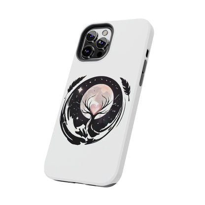 Phone Case - Pink Moon and Heart Nightscape Design, Romantic Whimsical