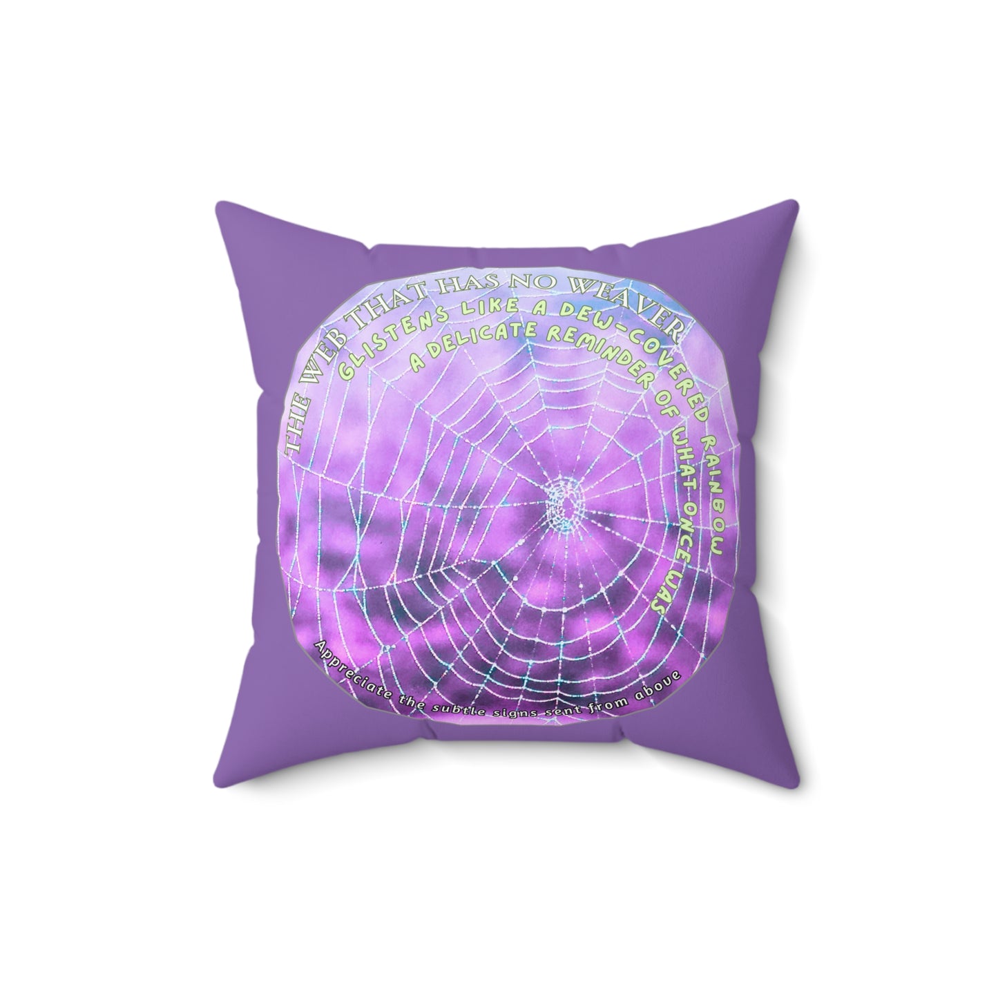 Nature Poetry Square Pillow - Glistening Web Theme