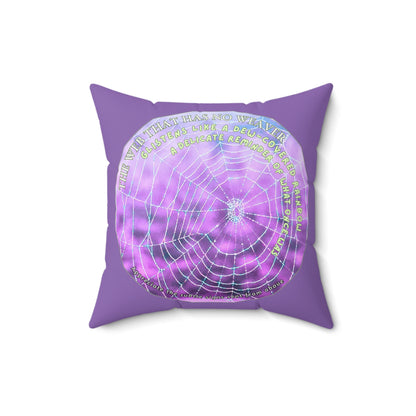 Nature Poetry Square Pillow - Glistening Web Theme