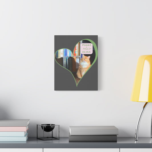 Cat Lover Canvas Art — "Purrs and Pages Equals Bliss"