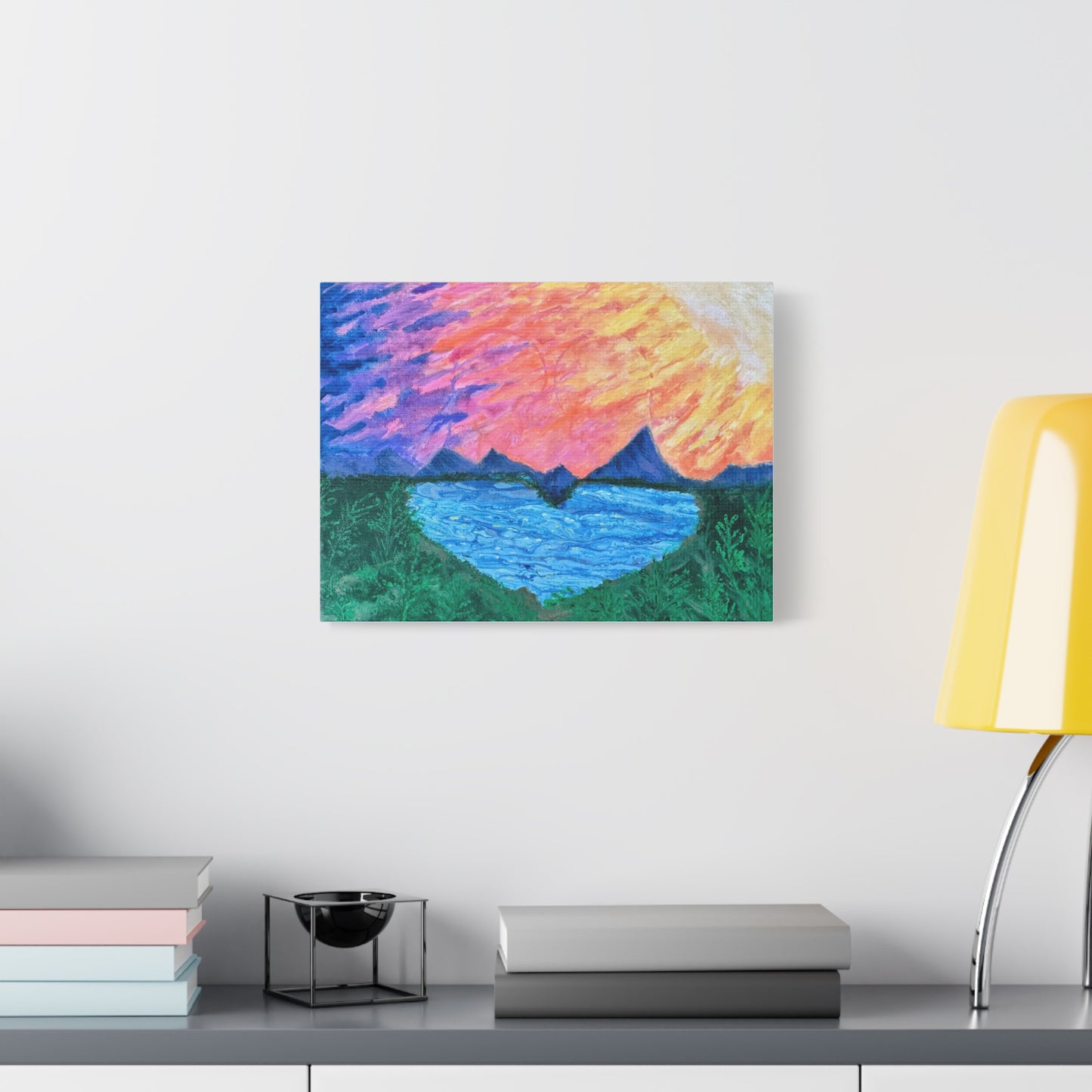 Canvas Print - Romantic Sunrise Over Mountains Painting