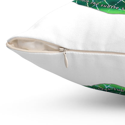 Nature Poetry Square Pillow - Glistening Web Theme