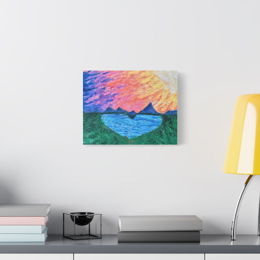 Canvas Print - Romantic Sunrise Over Mountains Painting