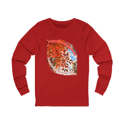 Unisex Jersey Long Sleeve Tee- Autumn Fairies and Crimson Leaves Design