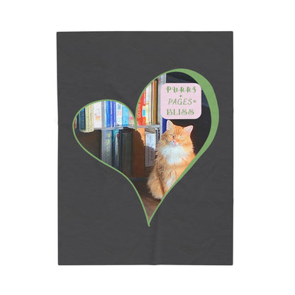 Purrs & Pages Plush Blanket — Cozy Cat Lover Throw for Reading Nooks