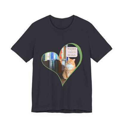 Cat Lover T-Shirt — "Purrs and Pages Equals Bliss"