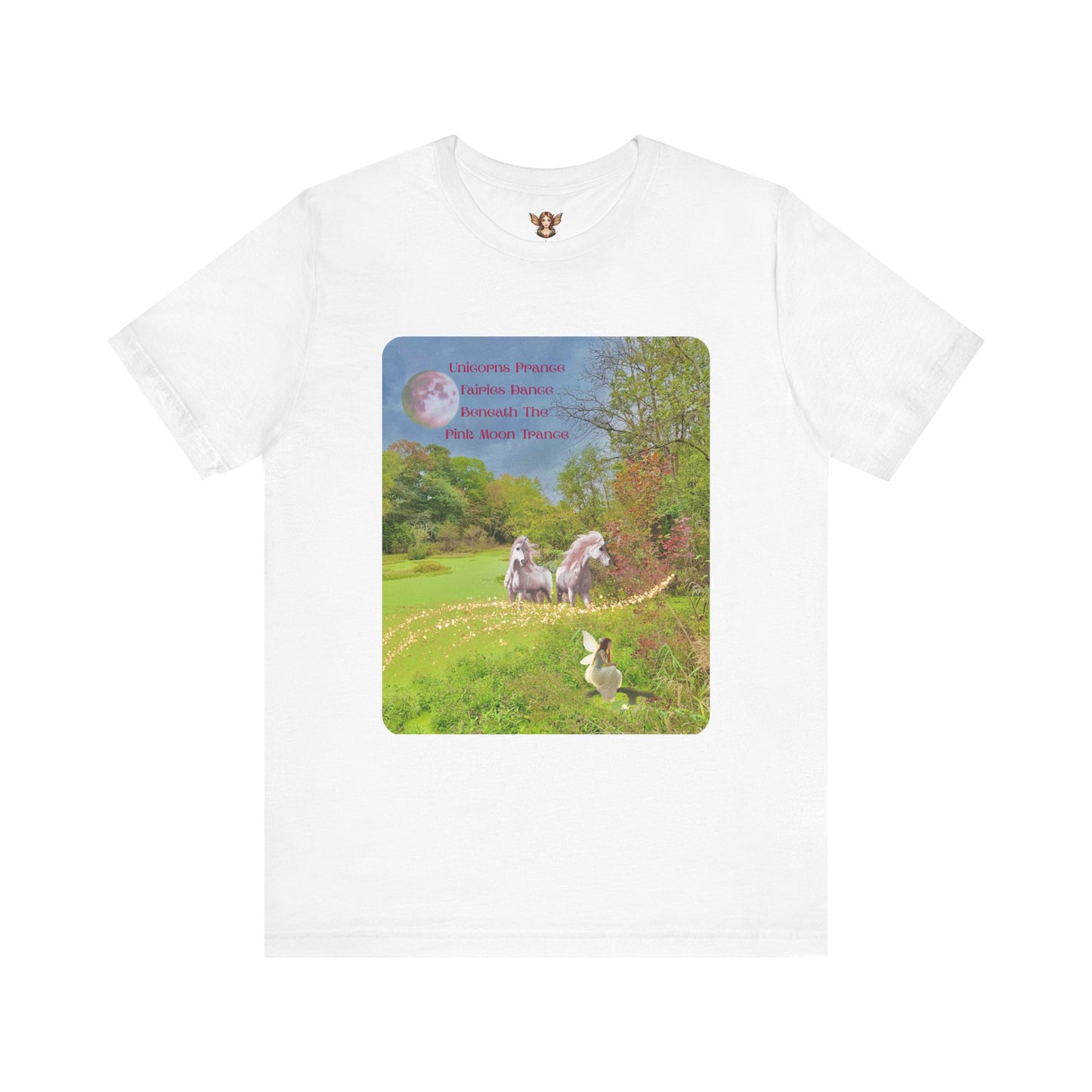 Unisex Short Sleeve Tee-Whimsical Unicorn and Fairy Autumn Vibe Nature Scene