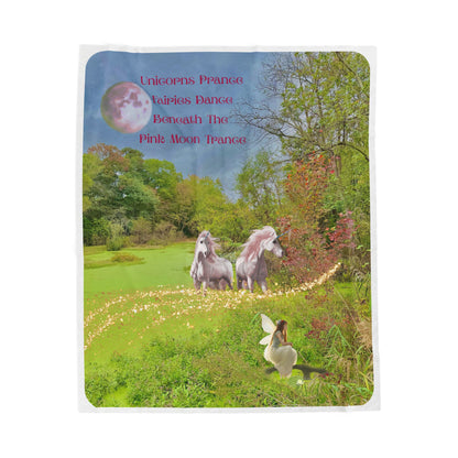 Plush Blanket - Whimsical Unicorns and Fairy Art