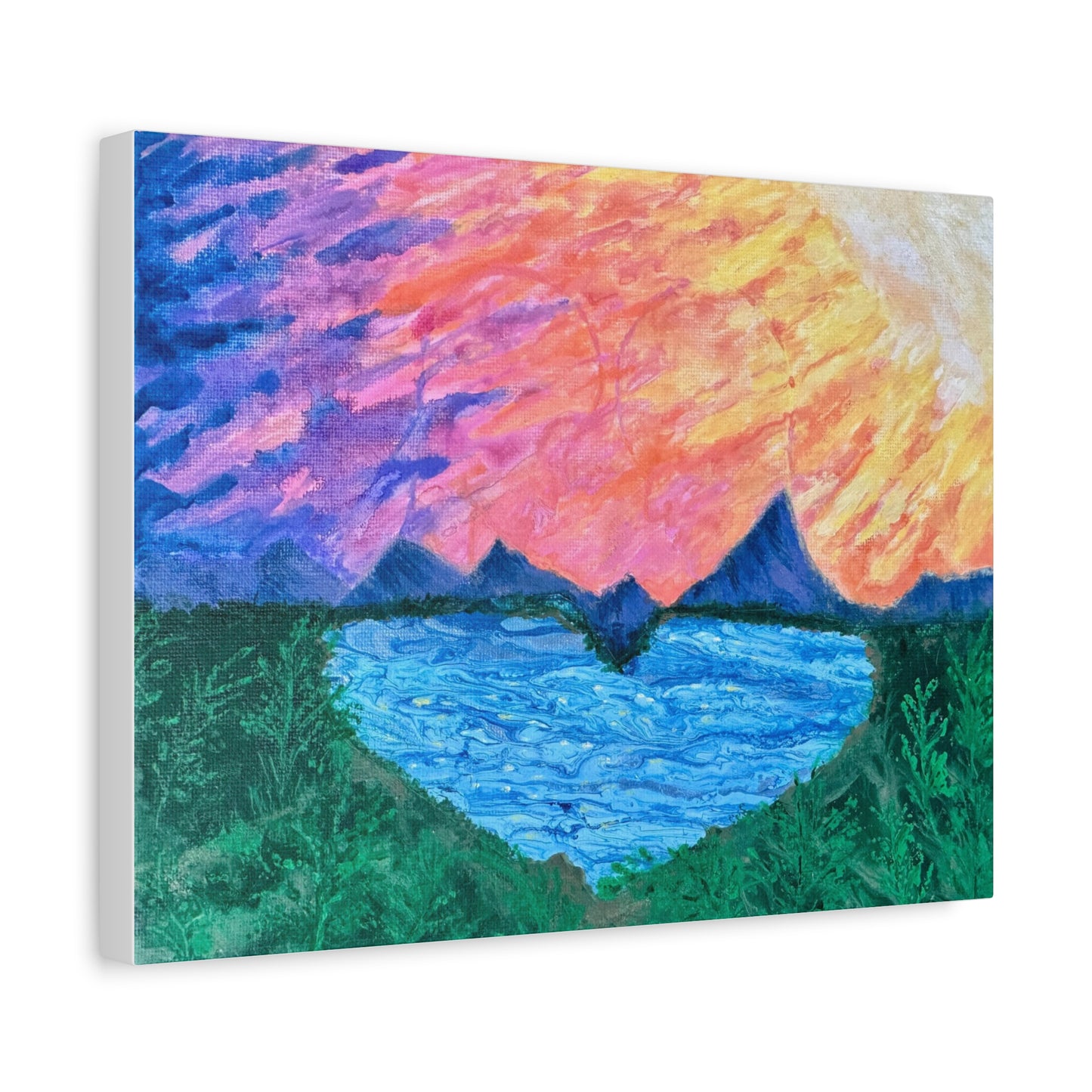 Canvas Print - Romantic Sunrise Over Mountains Painting