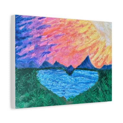 Canvas Print - Romantic Sunrise Over Mountains Painting