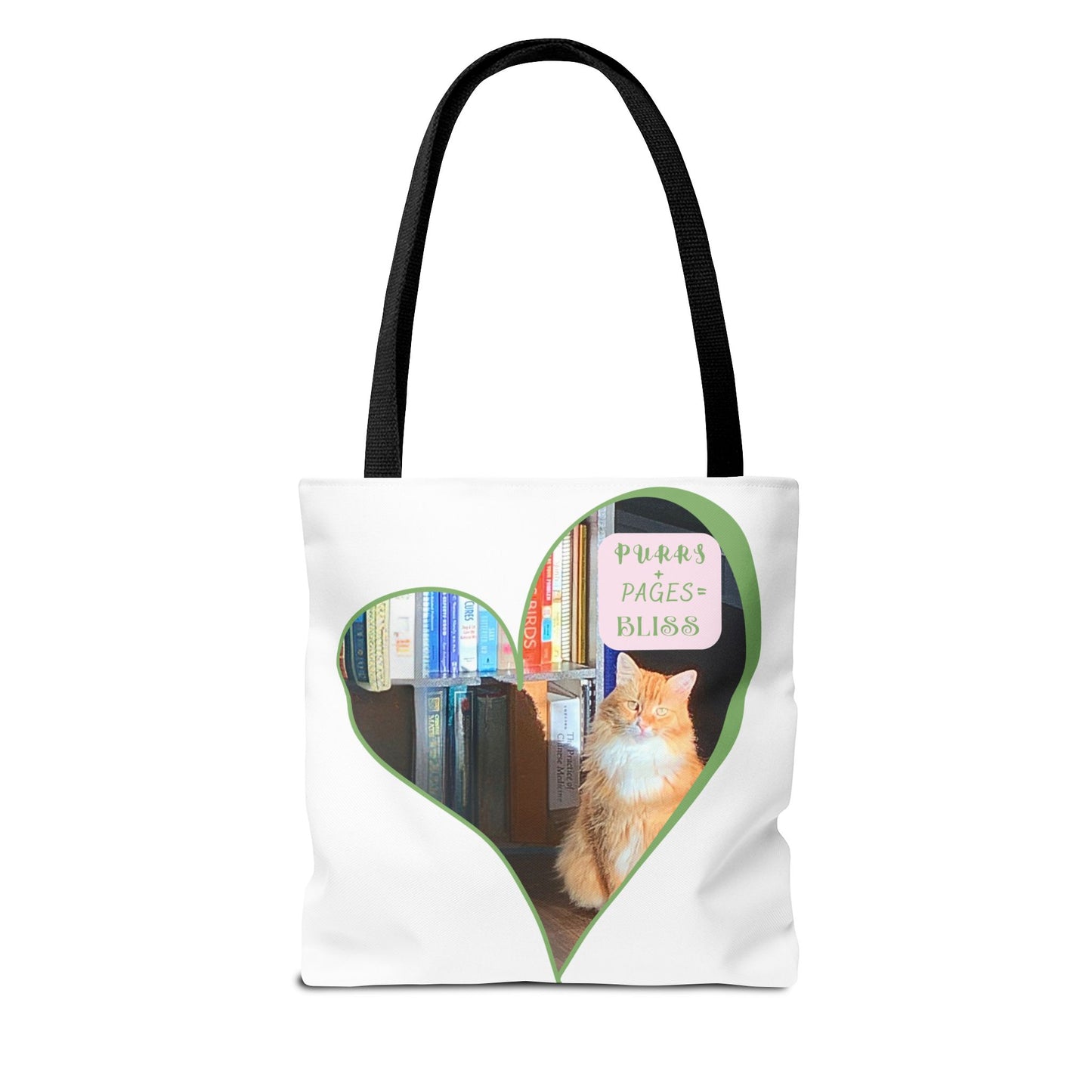Cat Lover Tote Bag — “Purrs and Pages Equals Bliss”