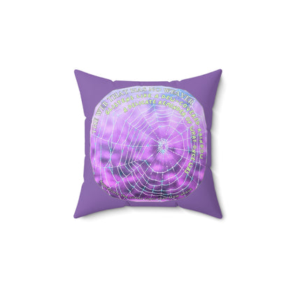 Nature Poetry Square Pillow - Glistening Web Theme