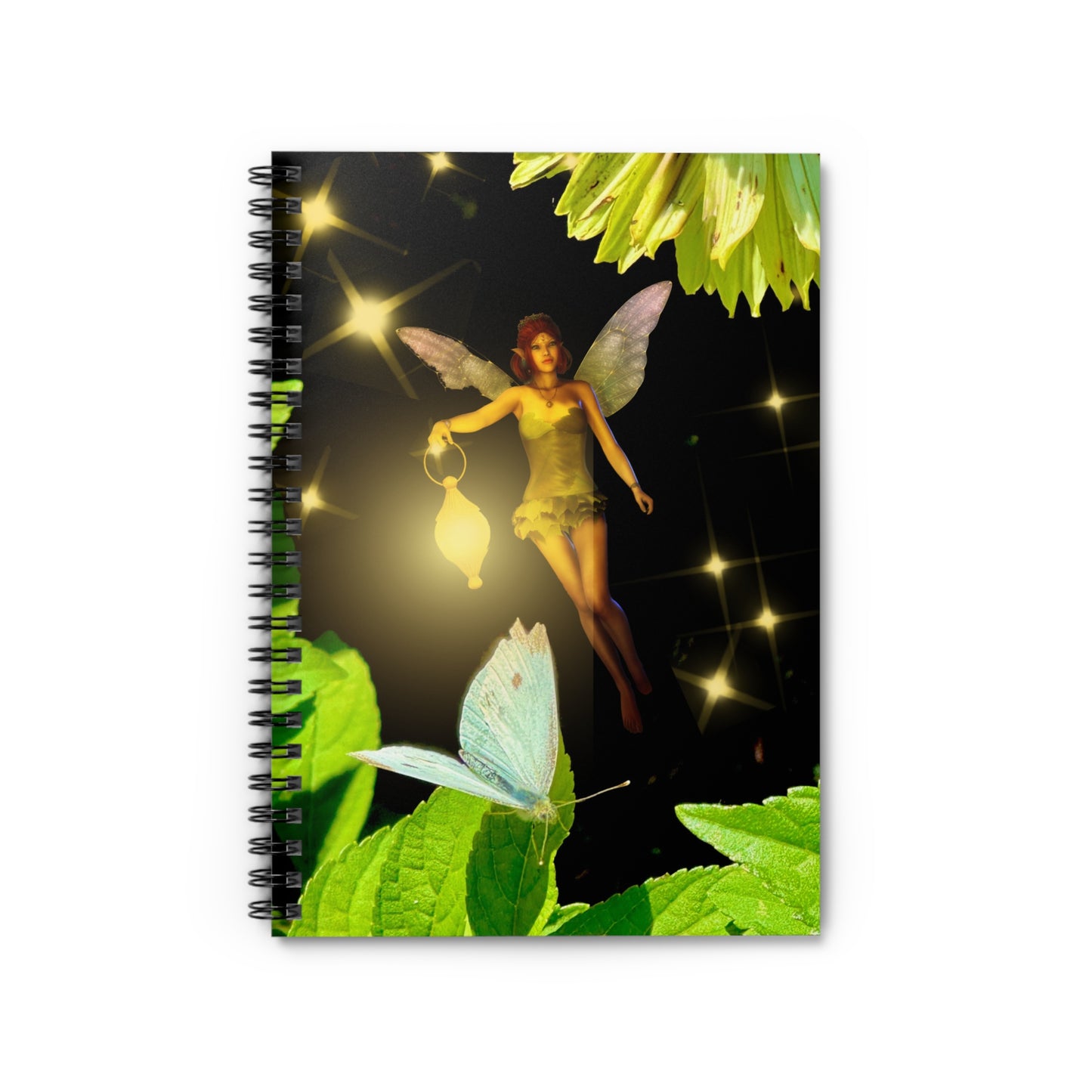 Fairy And Blue Butterfly In A Flower Garden- Notebook Ruled Line