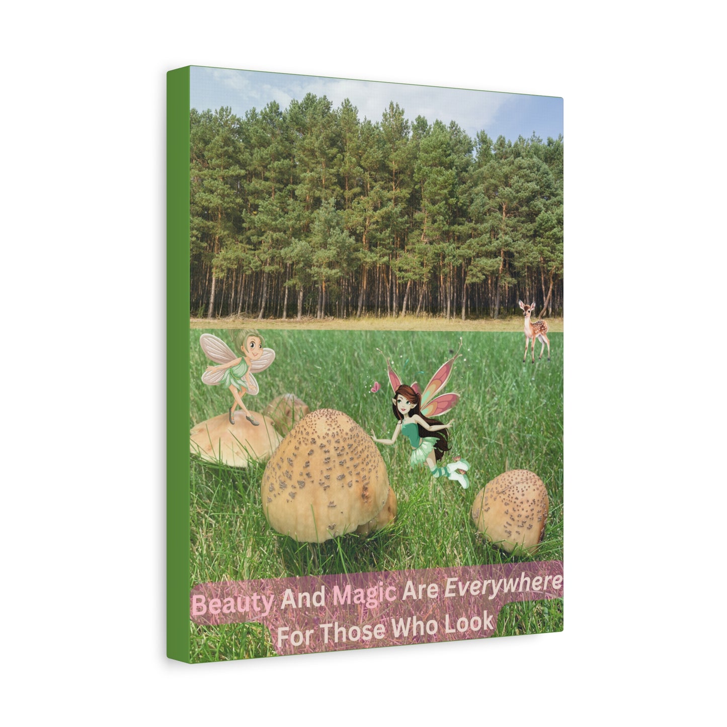 Canvas Art, Whimsical Fairies And Forest With Inspirational Quote