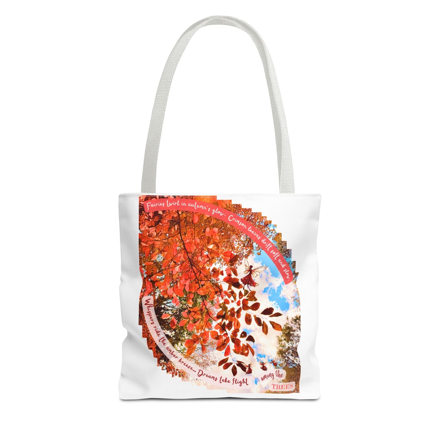 Tote Bag - Cozy Autumn Fairies and Crimson Leaves Design