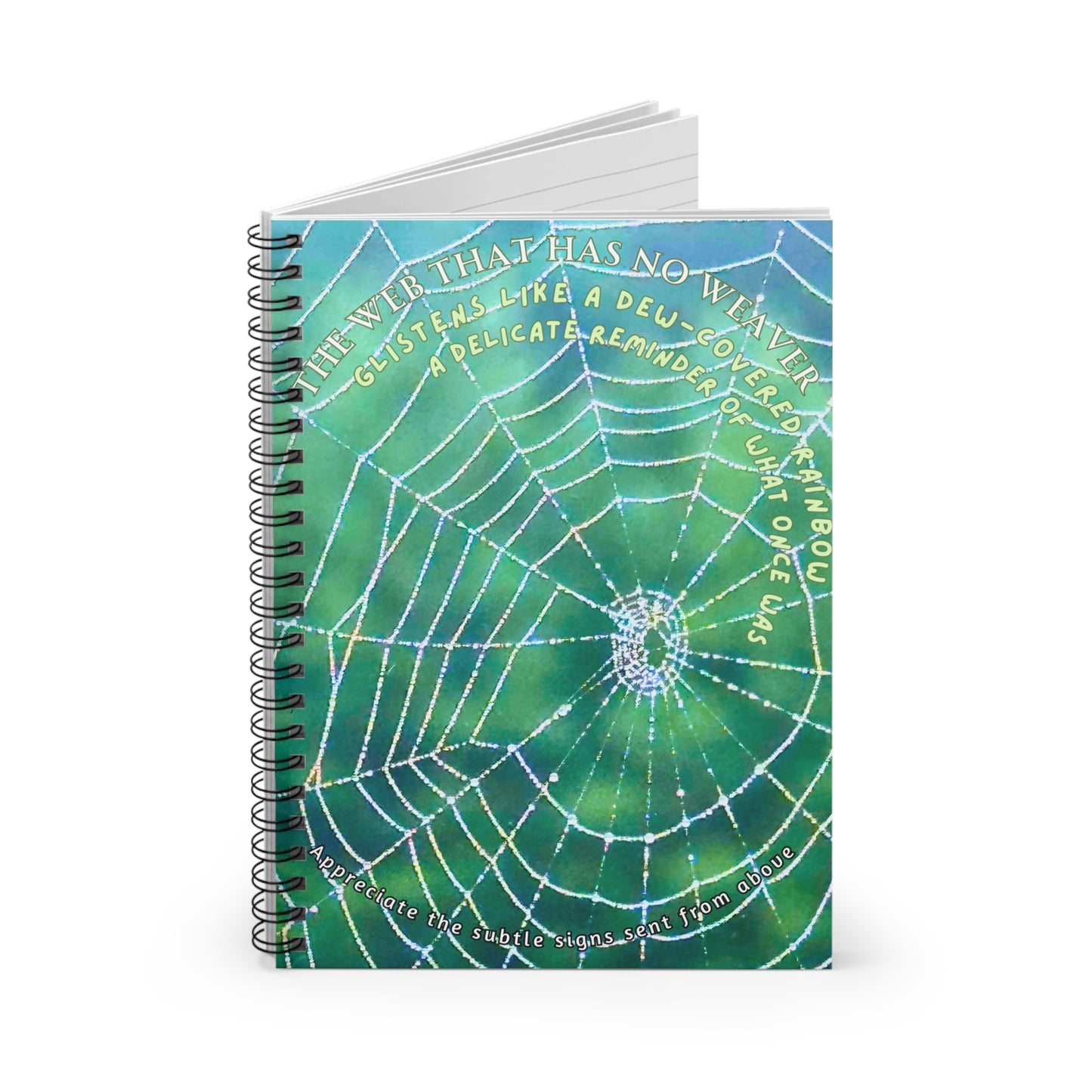 Nature Poetry Spiral Notebook - Ruled Line, Glistening Web Theme