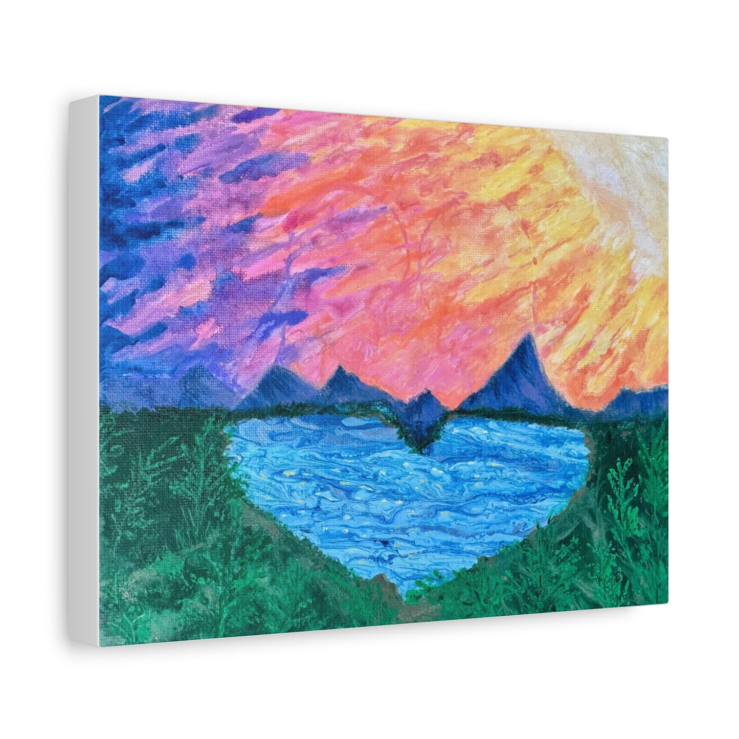 Canvas Print - Romantic Sunrise Over Mountains Painting