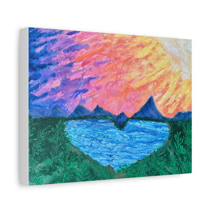 Canvas Print - Romantic Sunrise Over Mountains Painting