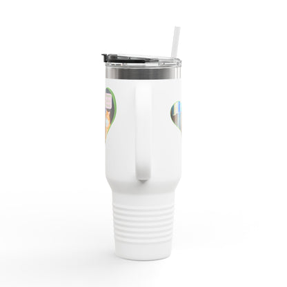 Insulated Travel Mug — "Pages and Purrs Equals Bliss" Cat & Book Lover Tumbler