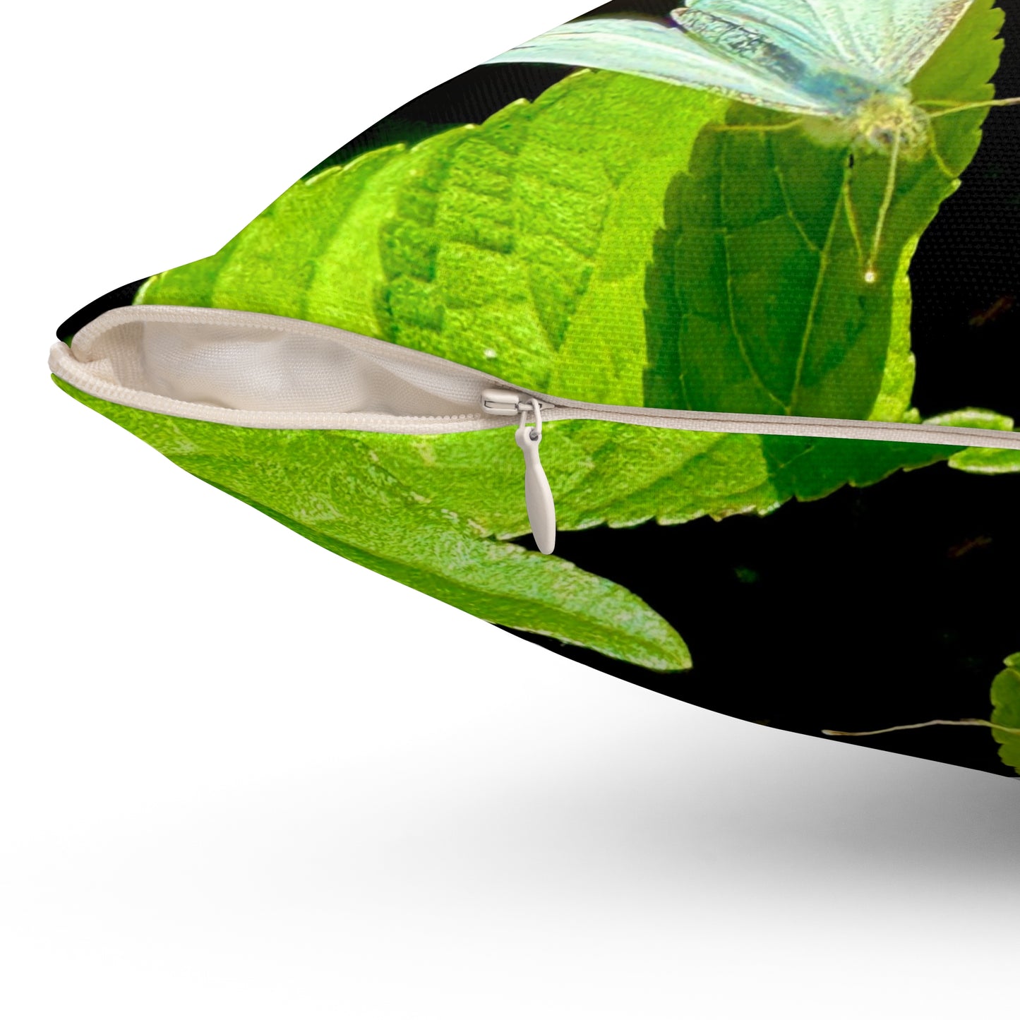 Fairy And Blue Butterfly In A Flower Garden- Square Pillow