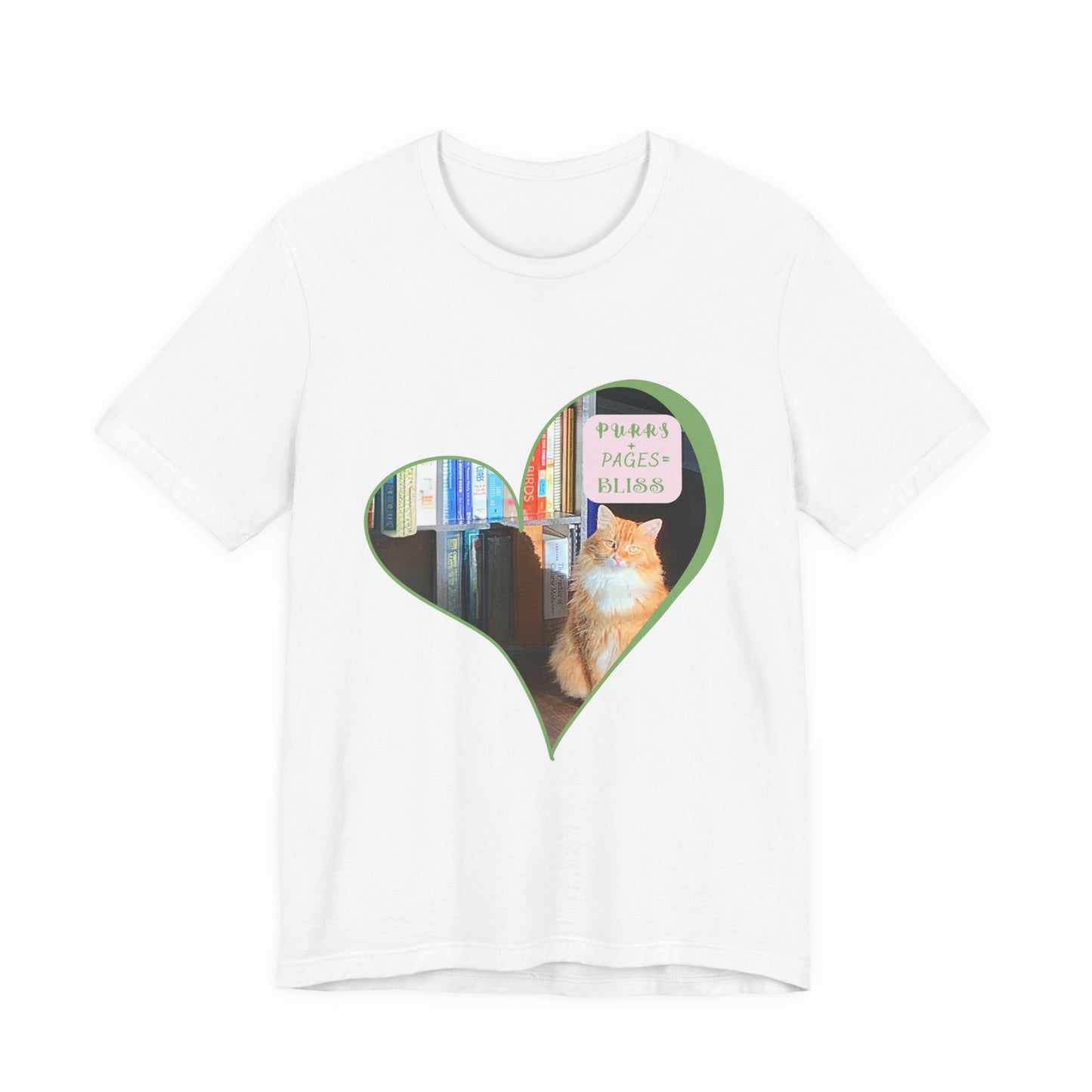 Cat Lover T-Shirt — "Purrs and Pages Equals Bliss"