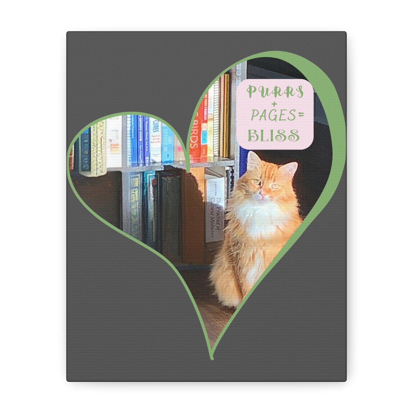Cat Lover Canvas Art — "Purrs and Pages Equals Bliss"