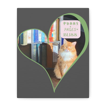 Cat Lover Canvas Art — "Purrs and Pages Equals Bliss"