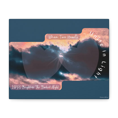 Stretched Canvas - 'When Two Hearts Unite in Light' Romantic Wall Art