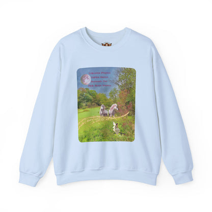 Crewneck Sweatshirt-Whimsical Unicorn and Fairy Autumn Vibe Nature Scene