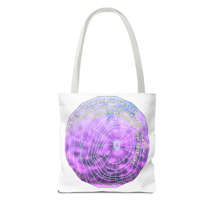 Nature-Themed Tote Bag- Featuring A Glistening Web And Poetry