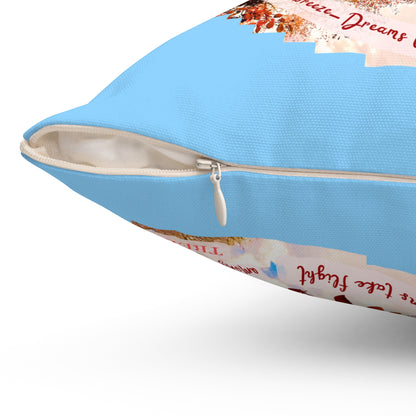 Square Pillow- Autumn Fairies and Crimson Leaves Design