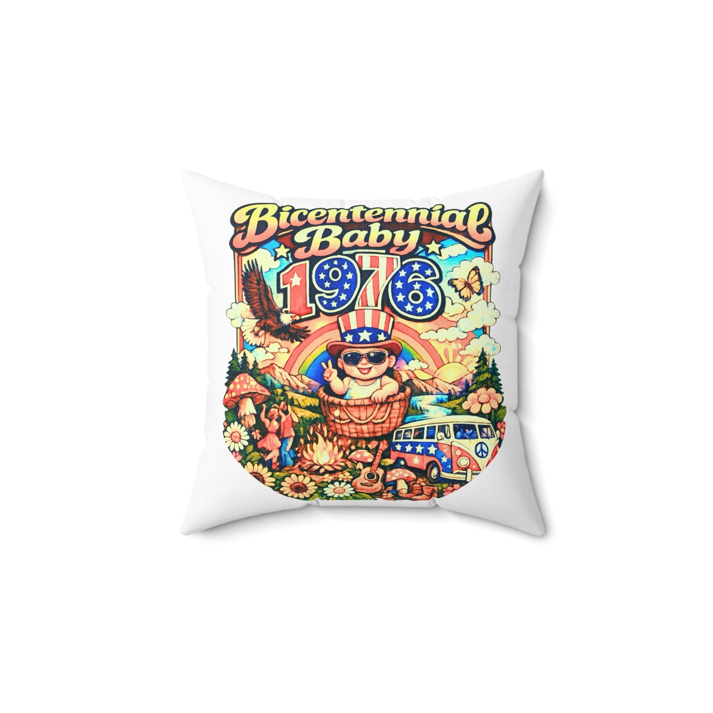 Square Pillow- Bicentennial Birthday Design