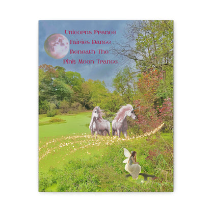 Matte Canvas-Whimsical Unicorn and Fairy Autumn Vibe Nature Scene